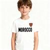 Morocco Casual T-shirt with Chest Emblem Print, Boys and Girls Gift Shirt, Children's Daily Wear