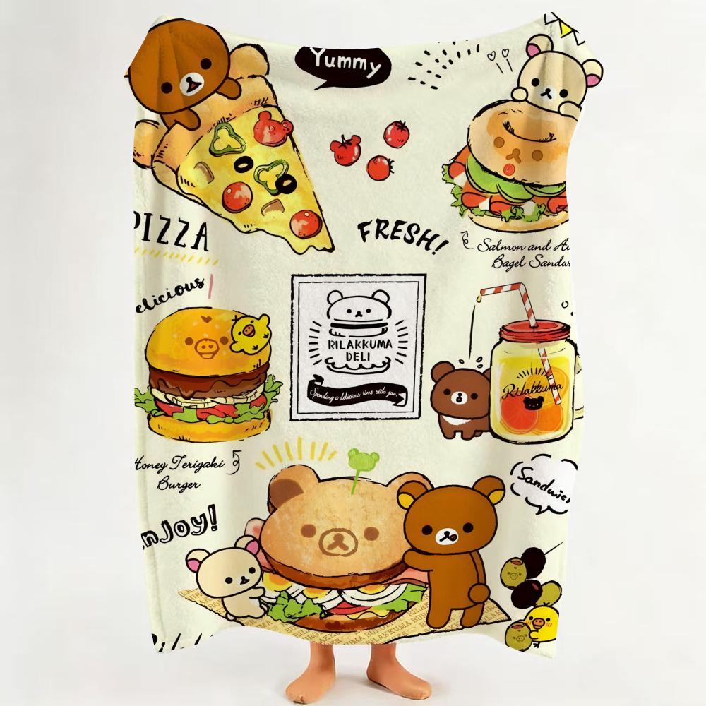 Character R Rilakkuma Throw Flannel Throw Blanket Suitable for Sofa Living Room Bedroom 75cmx90cm