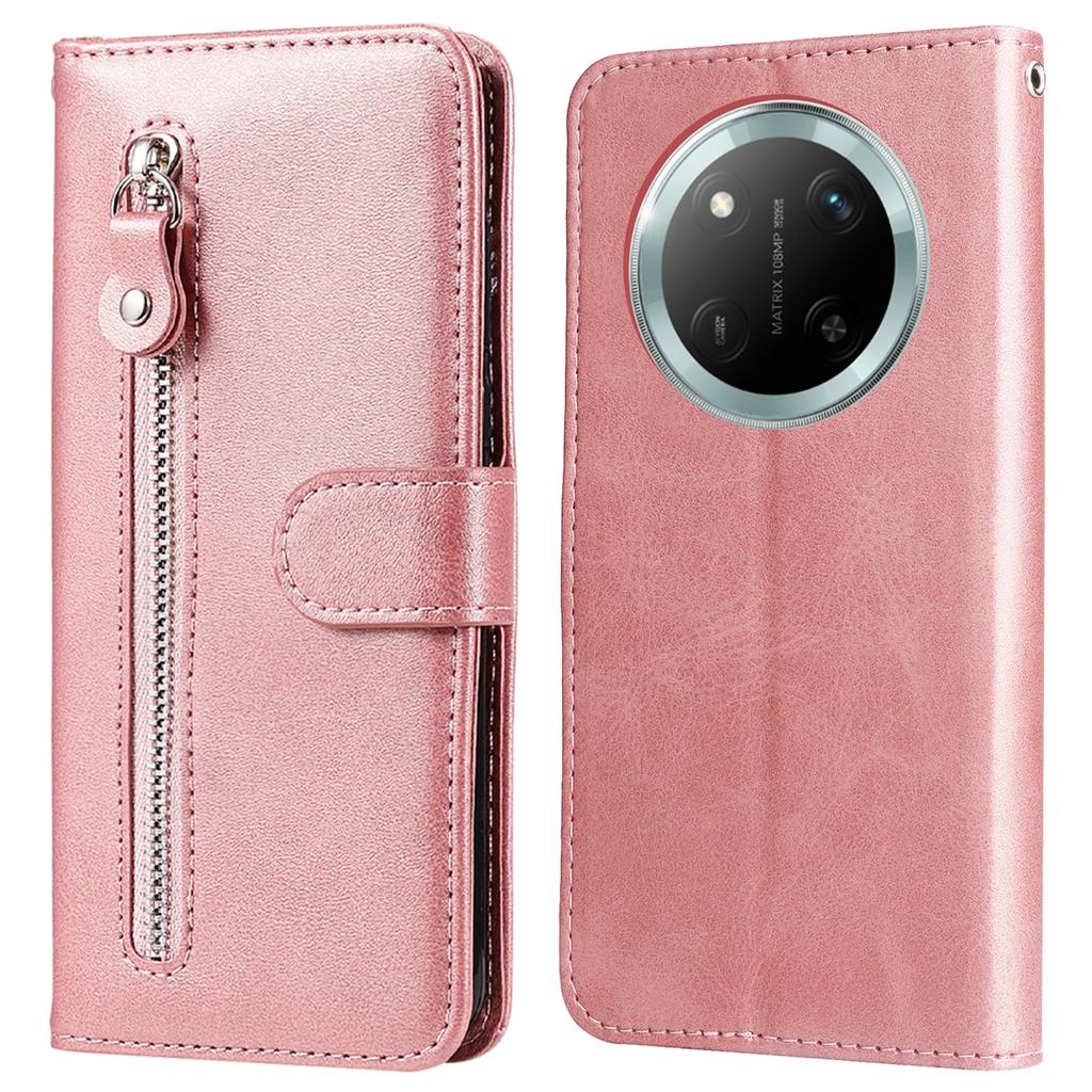 Zipper Wallet Case for Honor Magic7 Lite 5G/X9c 5G/X60 Pro 5G Calf Texture Leather Phone Cover