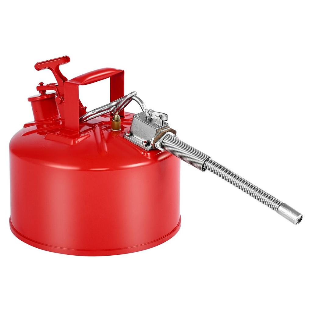 Safety Gas Can, 9.5 L Type II Red Safety Can for Gasoline with Stainless Steel Flame Arrester, Self-Closing Lid, and Flexible Metal Spout, Carbon