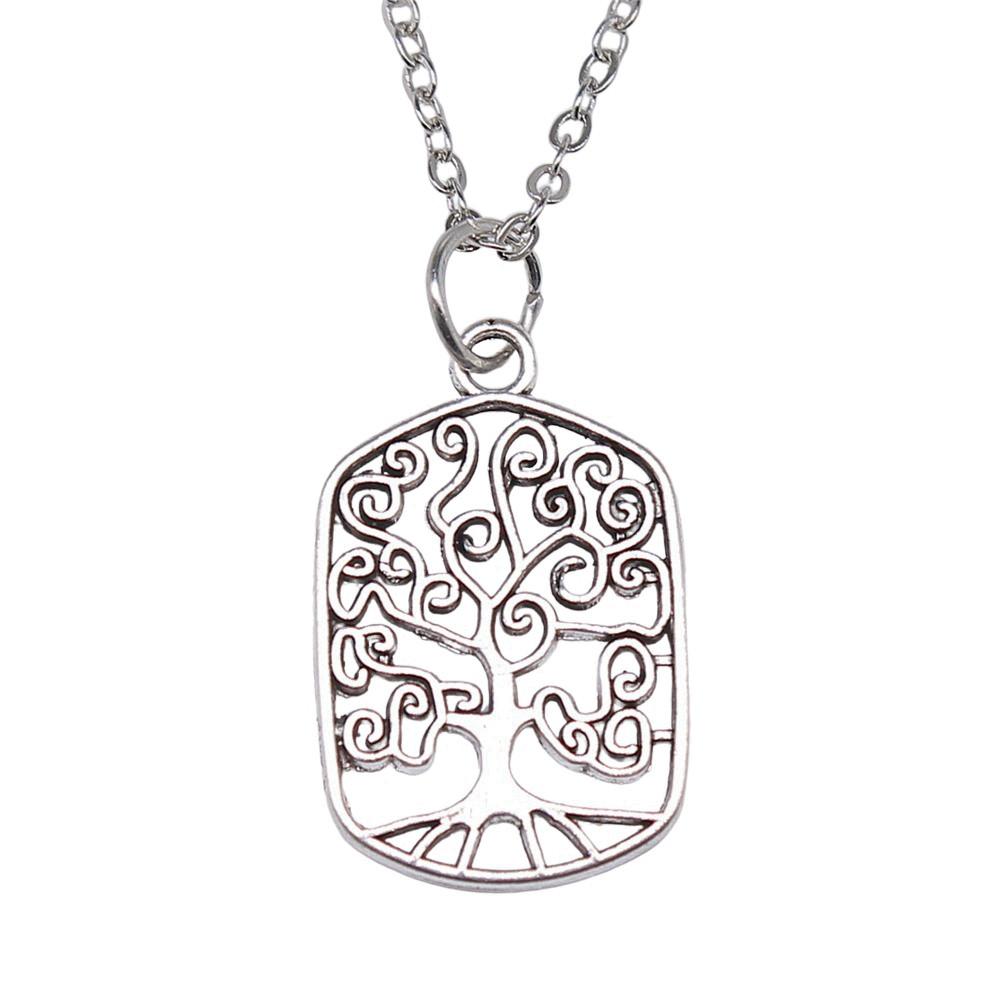 Tree Of Life Pendant Heart Necklace Nature Love Symbol Jewelry 40cm Short Chain