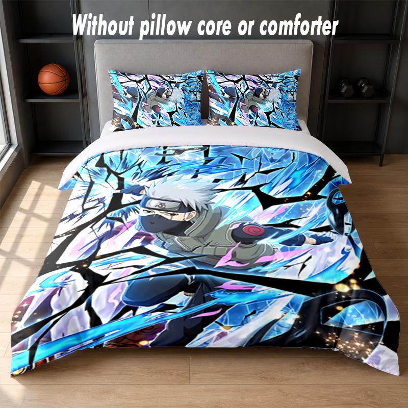 Kakashi Hatake Design Bed Bedding Set 1 Duvet Cover + 2 Pillowcases Soft Breathable Household Bed Linens