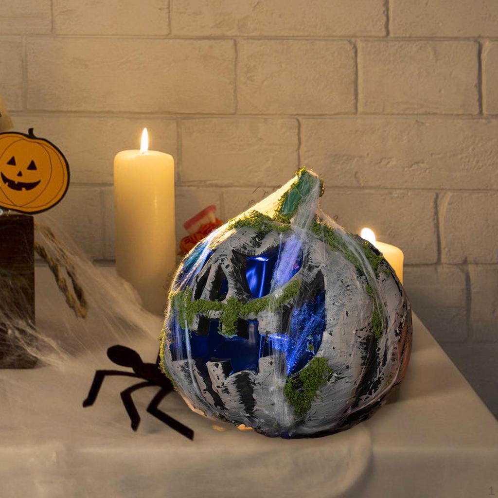 Halloween Pumpkin Lantern Scary Scene Props Easy to Use Light Ornament for Outdoor Indoor