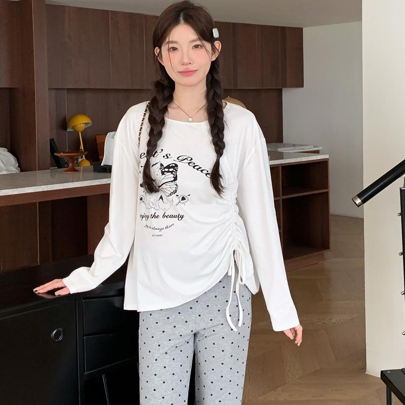 Spring 2026 Fashion Long-Sleeve Drawstring Slimming Top L