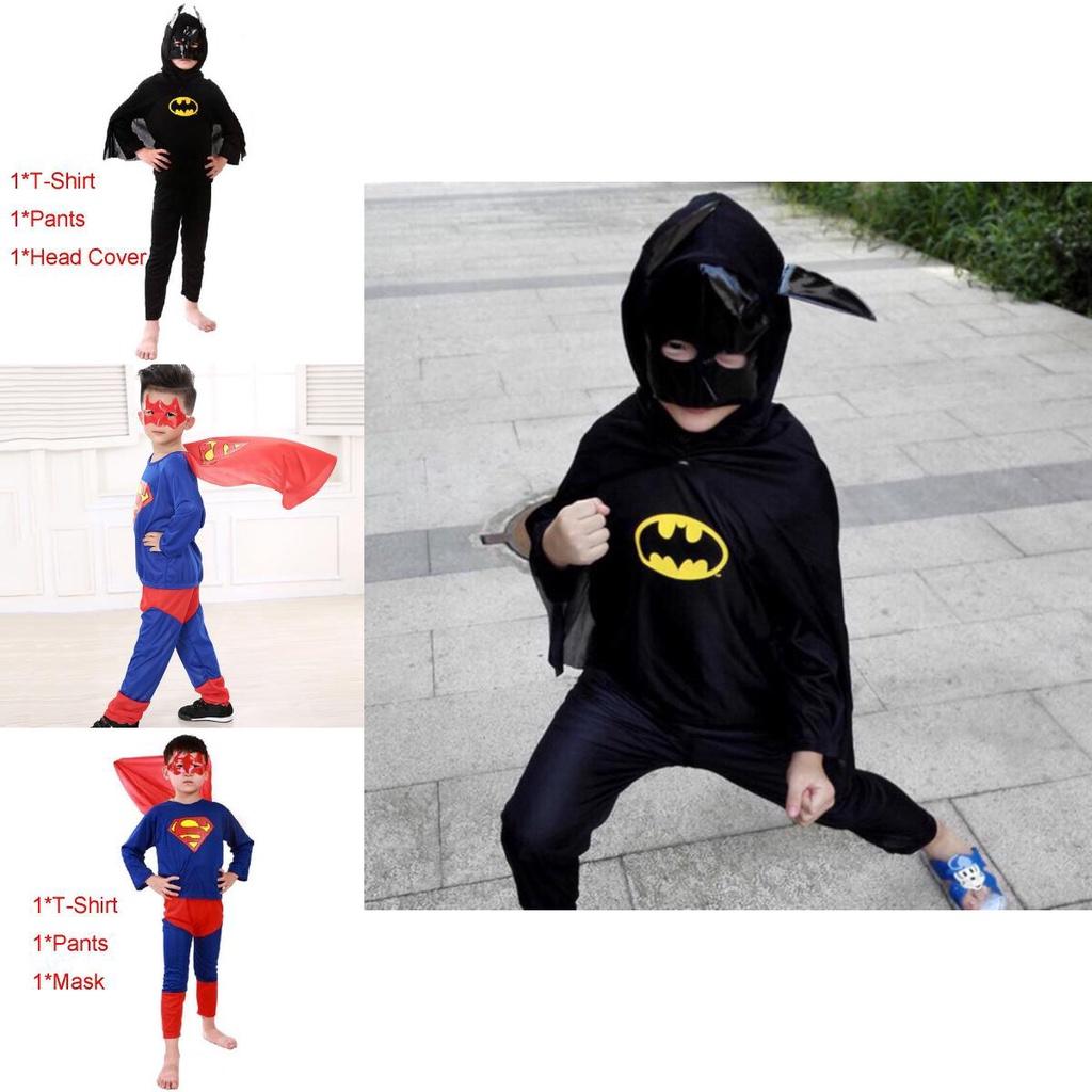 Breathable And Comfortable Kids Halloween Superman Bat Spider Man Cosplay Outfit