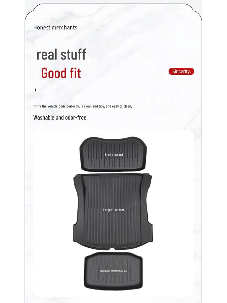 Tesla Model Y TPE Floor and Trunk Mats: Front, Rear, and Accessories for Car Interiors.