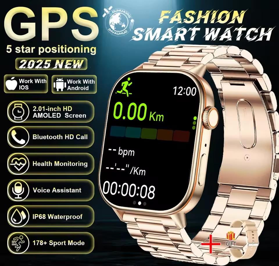 LUCKY START 2026 For Android IOS GPS Smart Watch Women 2.01" HD Screen Heart Rate Bluetooth Call Compass IP68 Waterproof Men Smartwatch