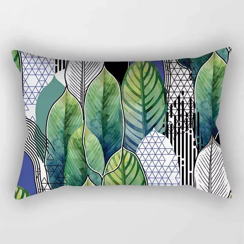30*50cm Tropische Blume Pflanzenmuster Gedruckter Dekorativer Kissenbezug Schlafzimmer Wohnzimmer Zuhause Rechteckiger Kissenbezug Kissen
