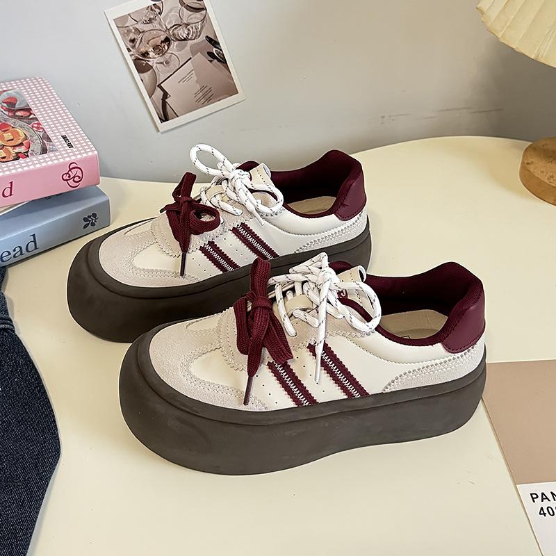 

Мода 2025 Гонконгский стиль Винтажные туфли-хлеб Женские туфли Аган Обувь на толстой платформе Дышащая обувь Досуг Меньшинство Обувь Аган 40 бежевый