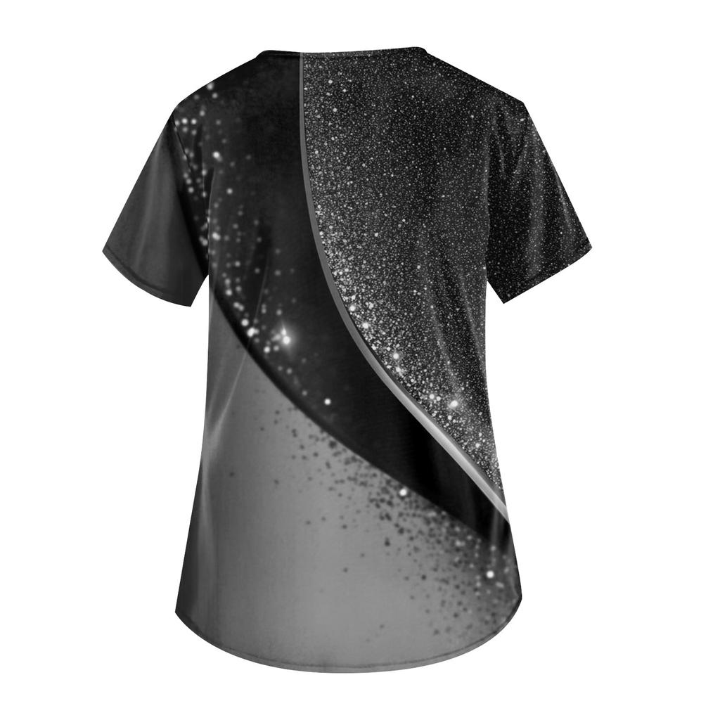 Pracovní uniforma s potiskem větší velikosti pro dámská trička s výstřihem do V a krátkým rukávem Zábavná trička Pracovní oblečení Tričko s kapsami