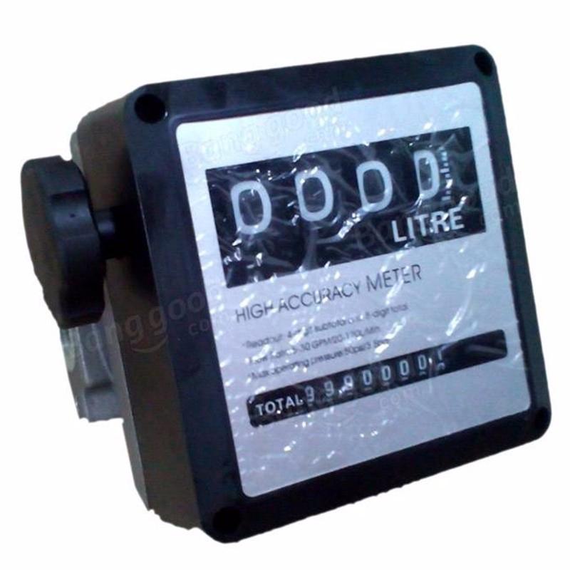 FM-120 20-120L/Min 4 Digital Gasoline Fuel Petrol Oil Flow Meter Four Digital for Diesel Fuel Oil Flow Meter Counter