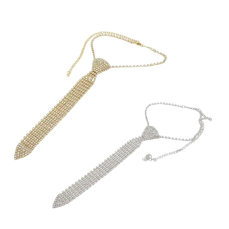 Sparkling Rhinestones Tie Necklace Jewelry For Proms Cocktail Parties And Evening Galas Celebration Photography Neckpiece