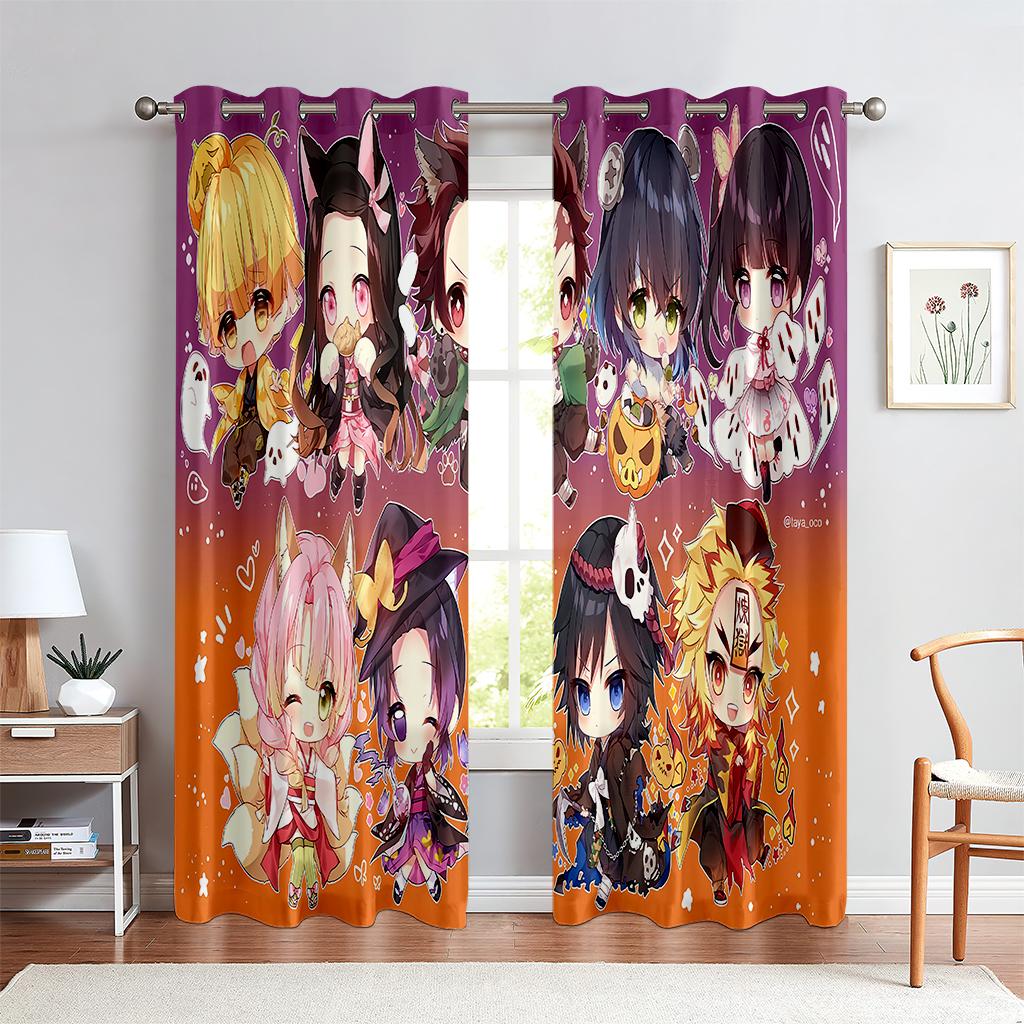 Cartoon Anime Character Curtains for Children's Room, Bedroom, Study, Window Decoration, Cheap, 2 Panels, 3D