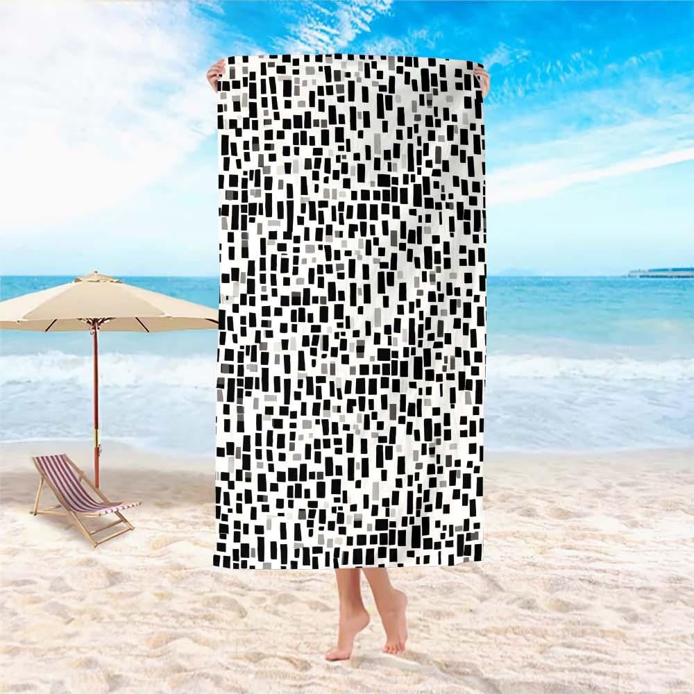 1pc Large Lightweight Microfiber Beach Blanket & Towel - with Geometric Patterns, Compact Portable Bath/Swimming Towel Suitable