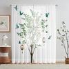 Set Of 2 Hd Digital Hundred Birds Hanging Clock Tree Printed Window Valance Home Decorating Style Decorative Living Room Bedroom Curtain Polyester