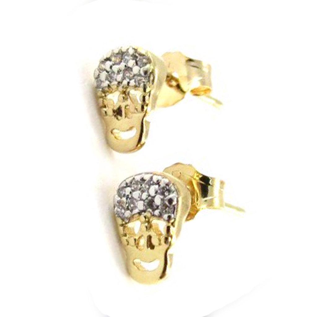 Les Trésors De Lily [J1008] - Gold Plated 'Skull' Earrings