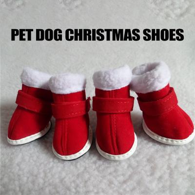 4 adet Set Pet Köpek Ayakkabı Noel Ayakkabı Kar Botları Küçük Köpek Teddy Bichon rahat ayakkabılar Büyük Kırmızı Yeni Yıl Sıcak evcil hayvan ayakkabıları