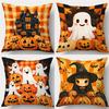 Home Decor Halloween: Ghosts, Pumpkins, And Witch Design Pattern Cushion Cover Suitable For Sofa Bedroom Car Pillow Cover