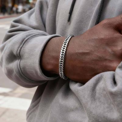 6mm Miami Cuban Chain Bracelet for Men Boys,Stainless Steel Curb Dome Link Chain Wristband,Stylish Basic Punk Jewelry Gift