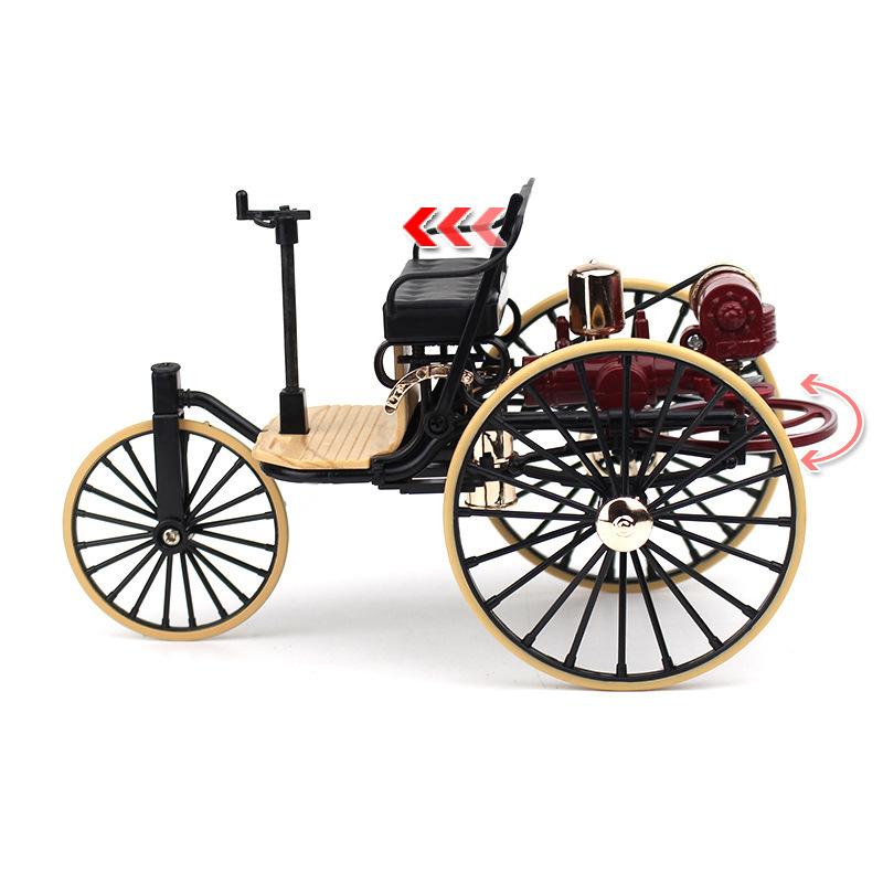1:12 Scale Alloy Classic Car Tricycle Model Diecasts Metal Toy Retro Model Simulation Kids Gifts Mini Three Wheeled Bicycle