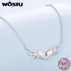 WOSTU Engelsflügel Halskette für Damen 925 Silber Feder Anhänger Kette Minimalistischer Geflügelter Schmuck Geschenk für Sie Valentinstagsgeschenk