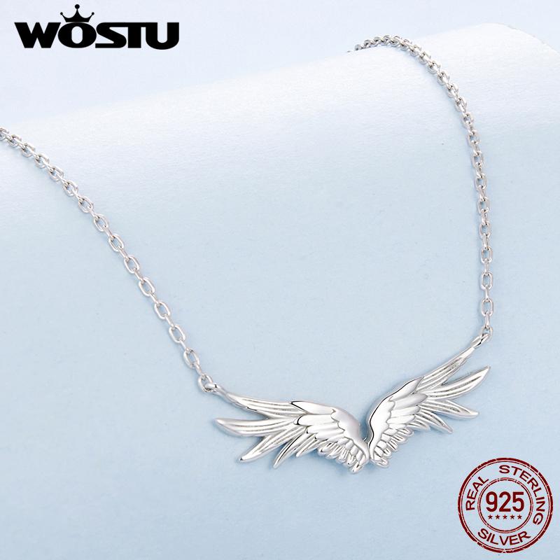 WOSTU Engelsflügel Halskette für Damen 925 Silber Feder Anhänger Kette Minimalistischer Geflügelter Schmuck Geschenk für Sie Valentinstagsgeschenk