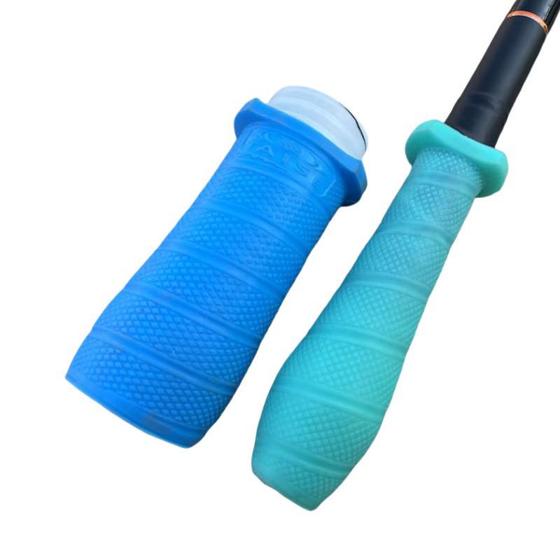 Third Gen Fishing Rod Handle: Anti-slip, Wear-resistant Silicone Grip with Built-in Rod Stopper and Pull-out Cover.