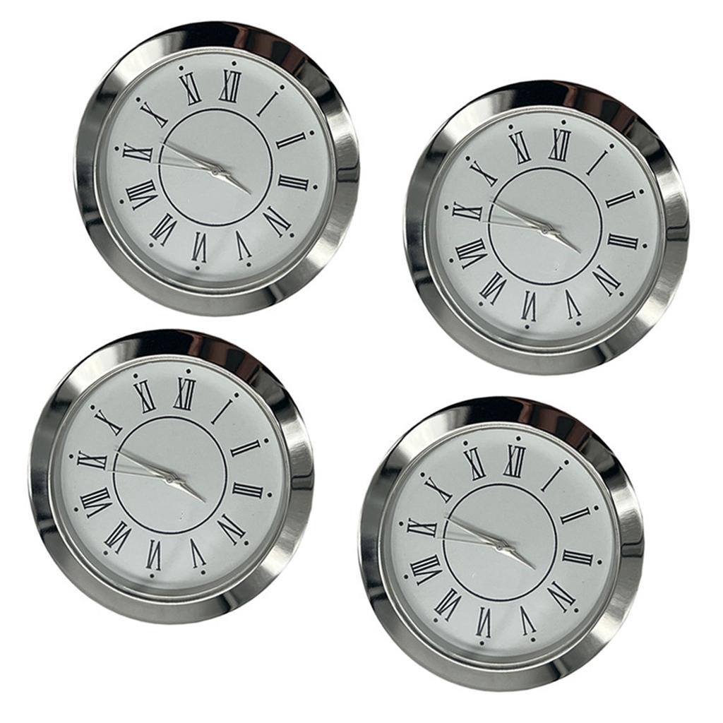 Set of 4 55mm Quartzs Clock Face Insert Inlaid with Arabic and Roman Numerals for Home and Office Clock Repair Decors