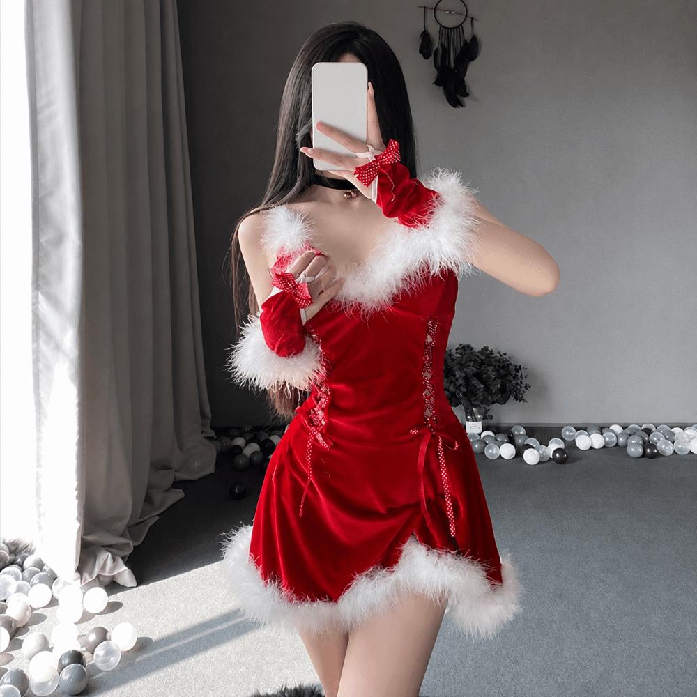 Santa Claus Cosplay Christmas Outfit Gold Velvet Christmas Perform Costume  Nightclub Bar