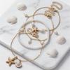Ocean Style Multi-Layer Anklet Set, Imitation Starfish & Shell Pendants, Faux Pearl Beaded Anklet, Beach Vacation Accessory