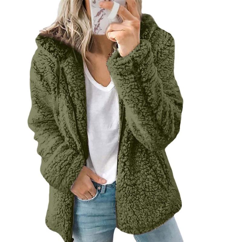 Fashion Casual Long-sleeved Autumn and Winter Women's Zipper Cardigan Coat, Thick Hooded Plush Women's Loose Warm Jacket 965#