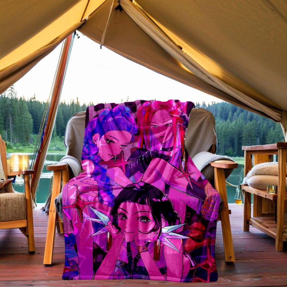 

Vivid Anime Characters Neon Starry Night Art Print Blanket Lightweight Flannel Throw Blanket for Sofa, Bed, Travel, Camping, Livingroom, Of 130x150cm