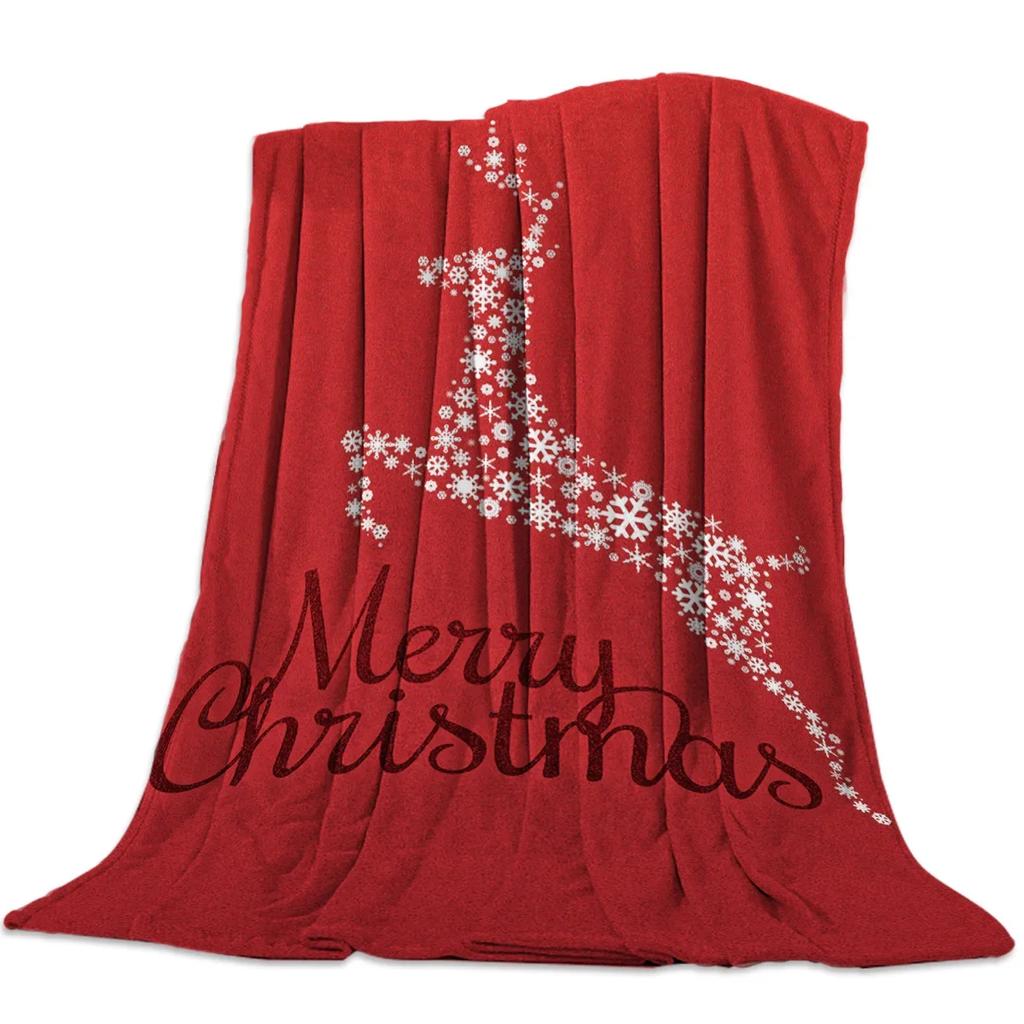 Christmas Winter Animals Checkered Buffalo Blankets Throw Cover Fleece Comfort Warm Room Couch Home Bedspread Blanket