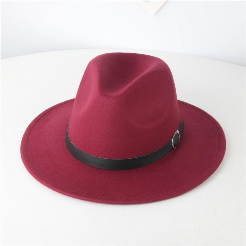 Children Single Side Wool Felt Jazz Fedora Hats 54CM Elegant BOY GIRL Wide Brim Panama Trilby Cap 54CM wholesale