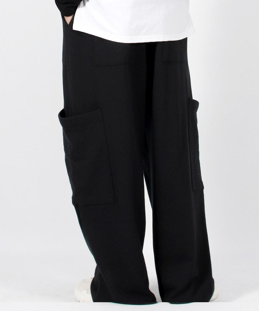 Deumakeu M Side Pocket Wide One-Tuck Real Street Sweat Pants Black