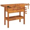 Vidaxl Banco da Lavoro con Cassetti e Morsa, 124x52x83 cm, Acero