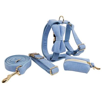Set Collare e Guinzaglio in Velluto a Coste Viola Chiaro per Passeggiate all'Aperto