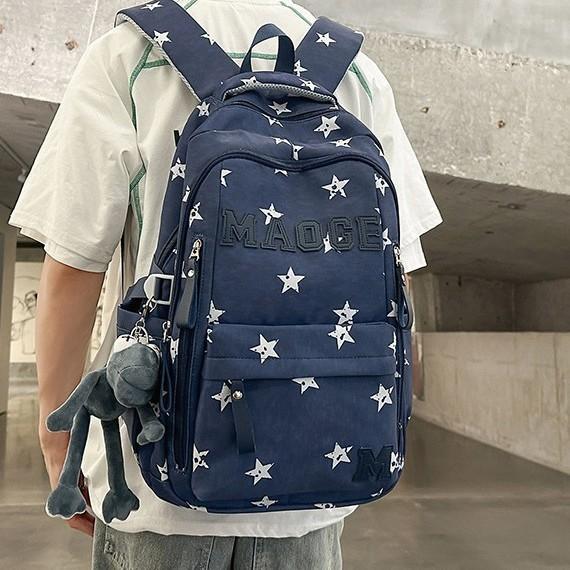 Schoolbag wholesale Korean version of large-capacity schoolbag boys junior high school backpack trendy cool stars versatile travel spine weight
