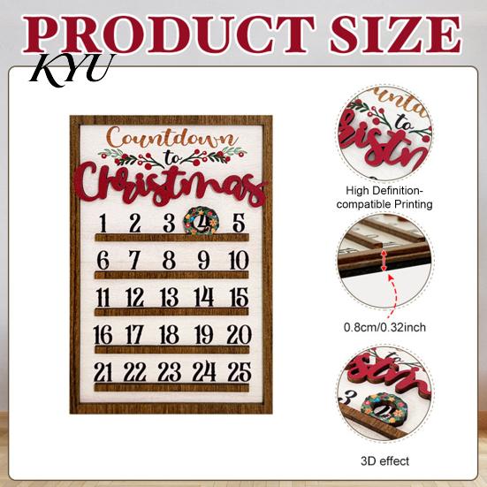 Creative Gift for Friends Wooden Christmas Countdown Calendar, 25 Days Advent Calendar Sign with Sturdy Garden Hanging Movable Wreath Marker,