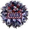 Patriotic Wreath for Front Door Handmade 4th of July Door Hanger Red White Blue American Wooden Hanging Plaque for Wall Porch Memorial Day Decor