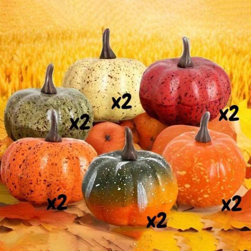 Fake Foam Pumpkin Set 12Pcs/set Colorful Simulated Pumpkins Ornament for Thanksgiving Fall Autamn Table Decoration