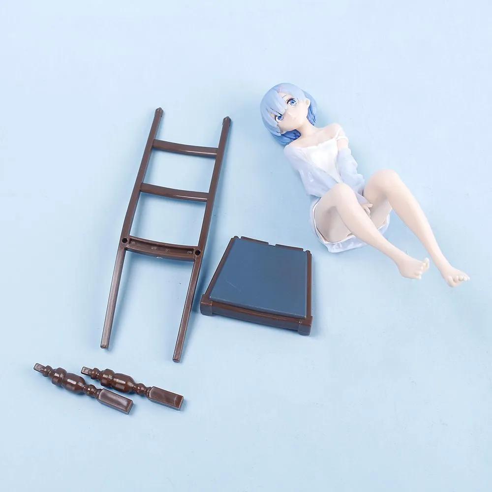 Figurină PVC Ram Rem Șezând din Re:Jucărie Model Desen Animat Drăguț Zero Ornamente Premium pentru Decor Interior Mașină