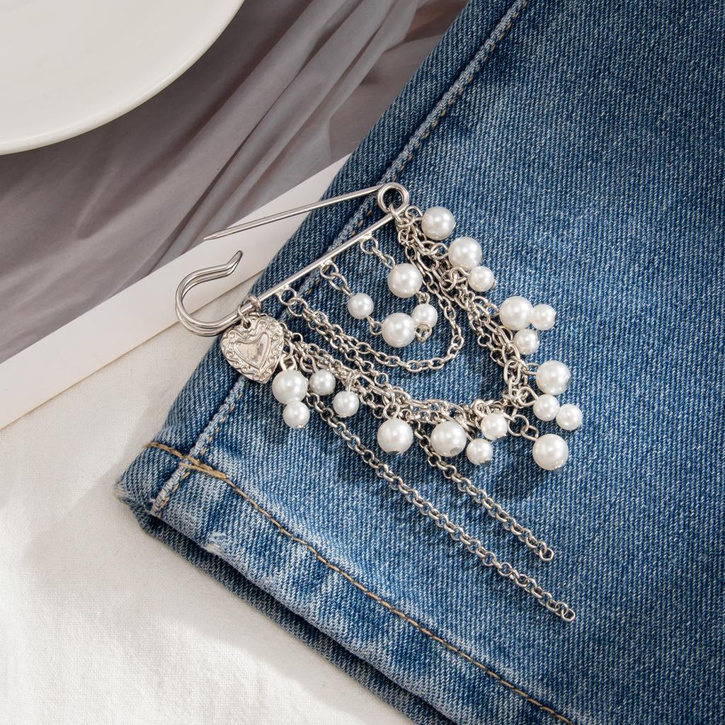 Design Sense Imitation Pearl Fringed Pants Anklet Decoration Women, Sweet And Cool Shortened Multi-Purpose Brooch Pendant