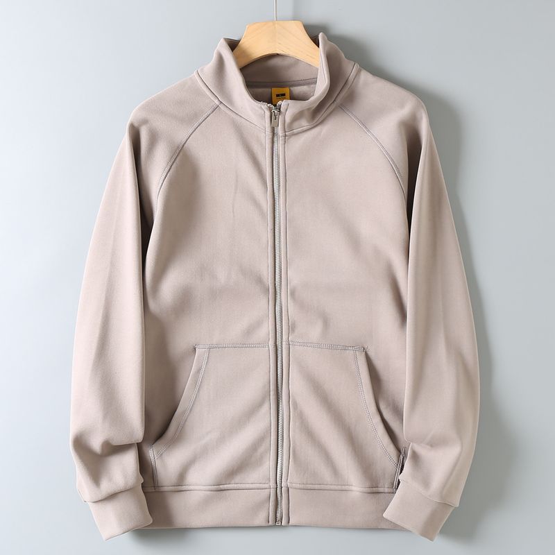 Original Foreign Trade Surplus Double-Sided Thickened German Velvet 3D Cut Stand Collar Solid Color Windproof Warm Men s Winter Jacket Apricot color M