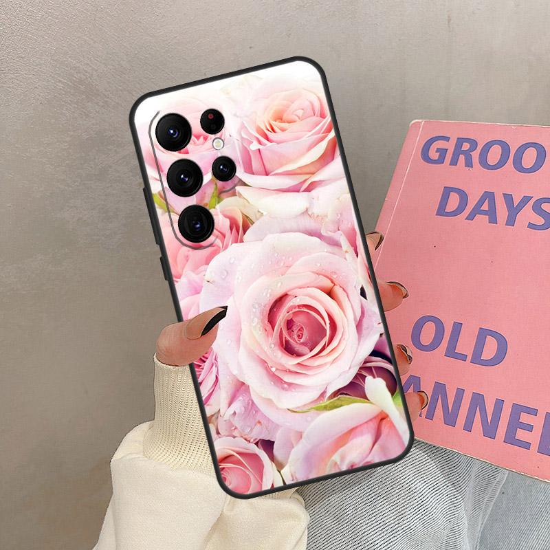 Pink Roses Bouquet Flowers Case For Samsung Galaxy S25 Ultra S20 S21 S22 S23 S24 Ultra S9 S10 Plus S25 FE Cover Coque