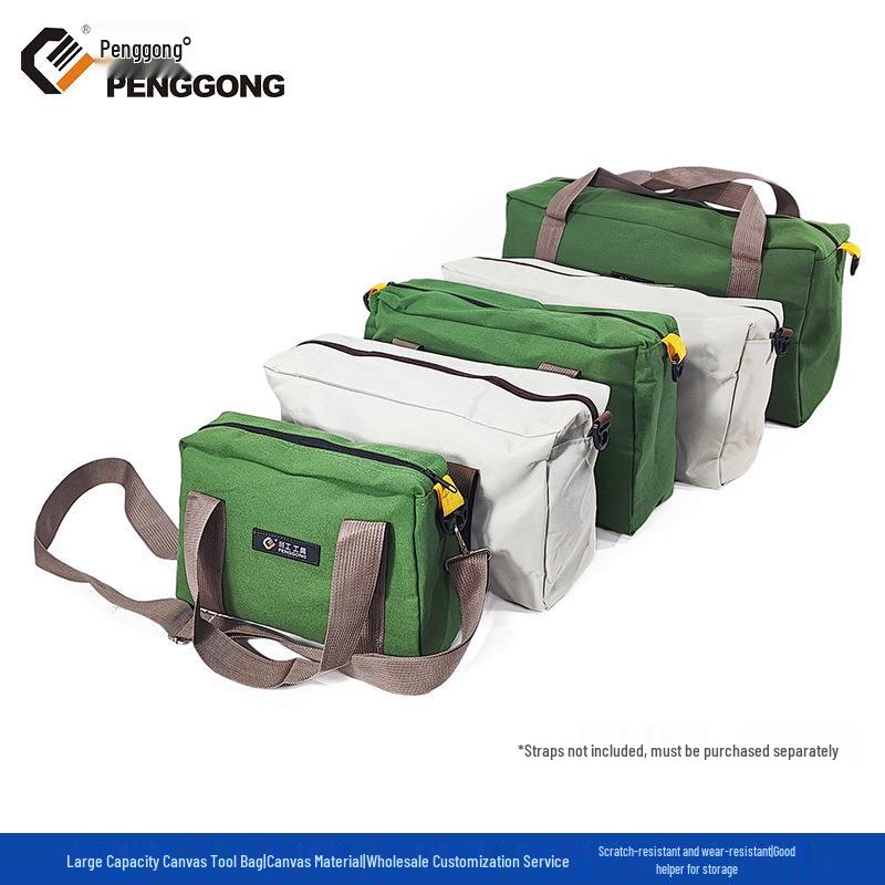 Large Capacity Wear-Resistant Canvas Tool Bag for Electricians, Hardware, and Repairs