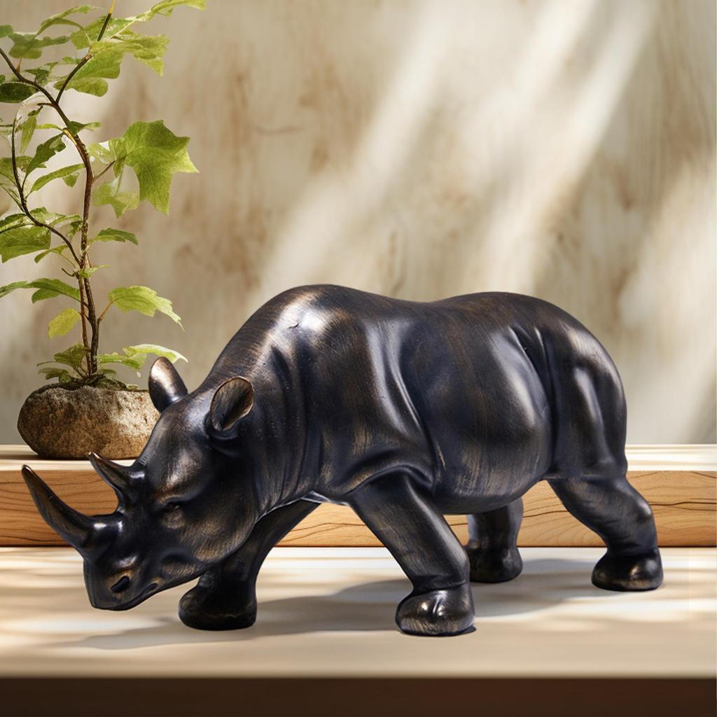 Rhinoceros Sculpture Decorative Modern Accessories Rhinoceros Statue Home Decor for Cabinet Tabletop Living Room Office Hotel