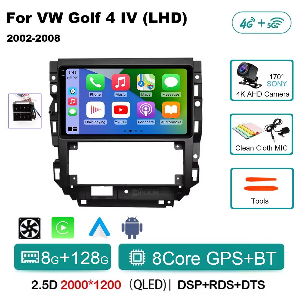 Car Radio Android 14 For Volkswagen VW Golf 4 IV LHD 2002-2008 Jetta MK4 Classics Qualcomm Multimedia Player Carplay GPS Auto