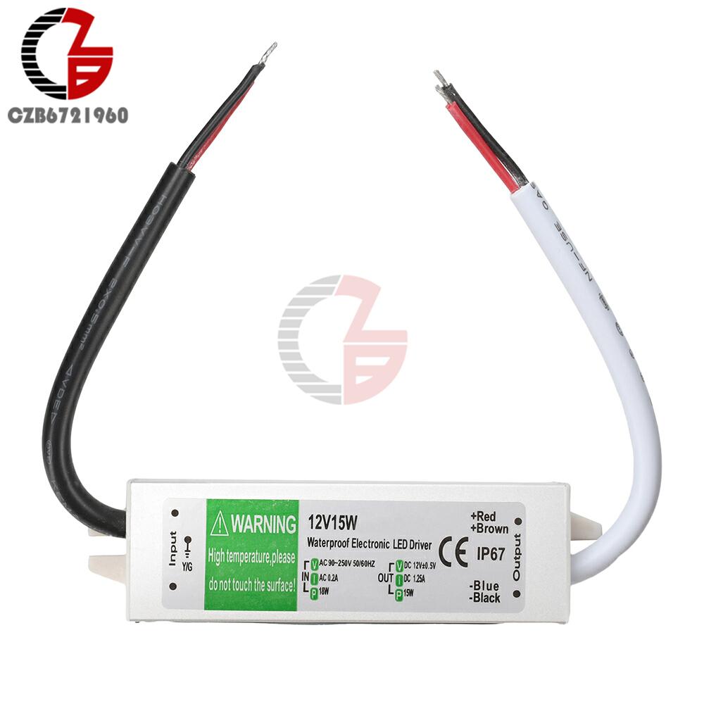 AC 90-250V to DC 12V Waterproof LED Driver Switching Power Supply IP67 10W 15W Lighting Transformer Adapter for LED Strip Lights
