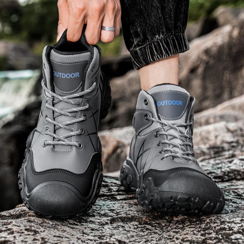 Fashion Men's Leather Outdoor Sports Shoes Men Fashion Mountaineering Hiking Waterproof Shoes Outdoor Desert Combat Boots Zapatos Hombre